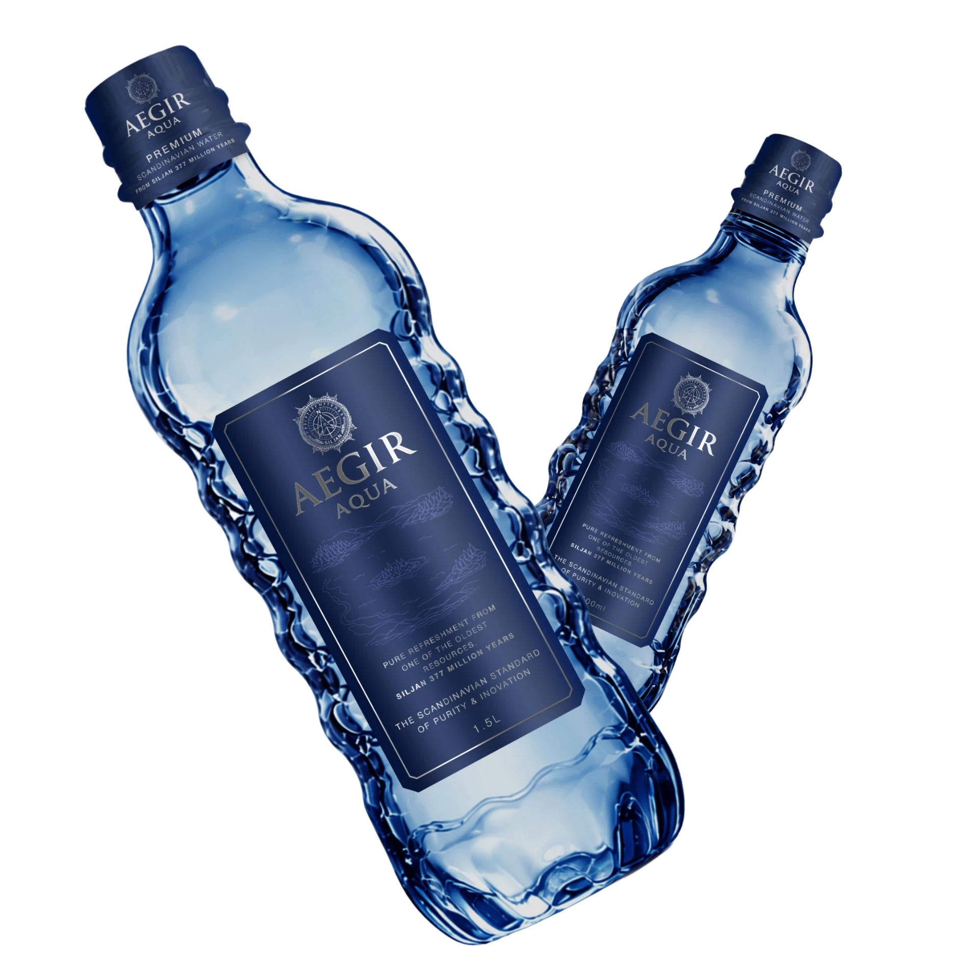 AEGIR Aqua Still Natural glass bottles, 0.5 L and 1.5 L